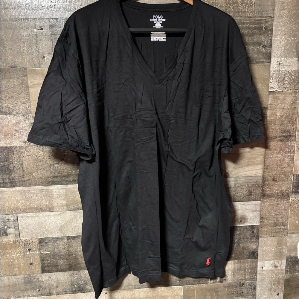 2 Pack Polo by Ralph Lauren Black V-Neck Tee with Red Pony NWOT